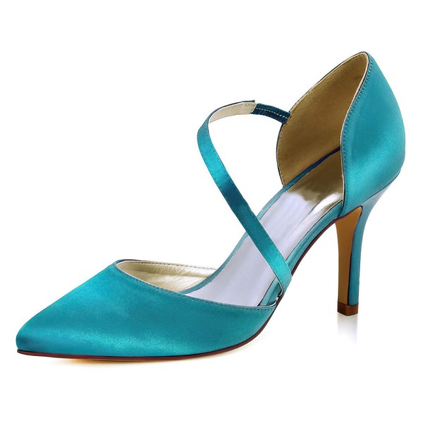 Women's Pumps Stiletto Heel Satin Wedding Shoes #PDS03030888