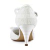 Women's Pumps Cone Heel White Satin Wedding Shoes #PDS03030893
