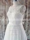 Perfect Knee-length Scoop Neck Sashes/Ribbons Ivory Lace Wedding Dresses #PDS00020580