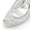 Women's Pumps Cone Heel White Satin Wedding Shoes #PDS03030895