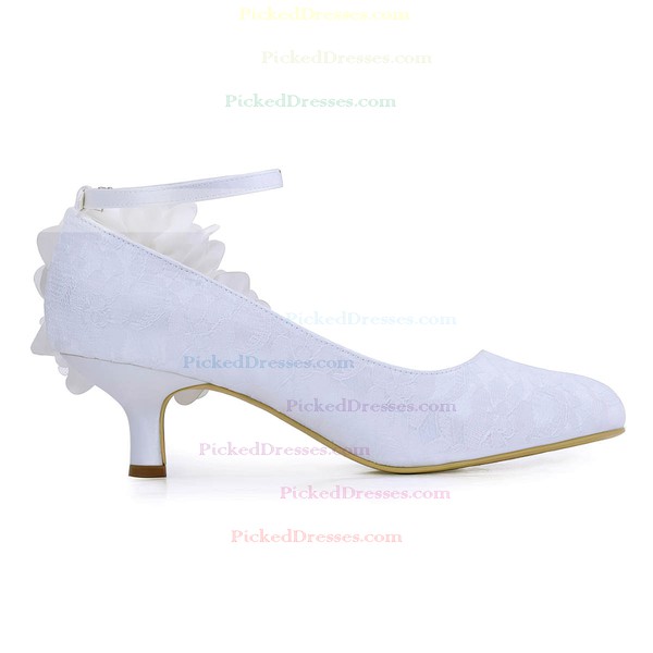 Women's Pumps Kitten Heel White Satin Wedding Shoes #PDS03030896
