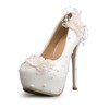 Women's Pumps Stiletto Heel White Leatherette Wedding Shoes #PDS03030902