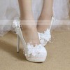Women's Pumps Stiletto Heel White Leatherette Wedding Shoes #PDS03030902