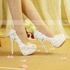 Women's Pumps Stiletto Heel White Leatherette Wedding Shoes #PDS03030903