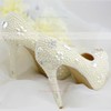 Women's Pumps Stiletto Heel White Leatherette Wedding Shoes #PDS03030904