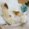 Women's Pumps Cone Heel White Leatherette Wedding Shoes #PDS03030906