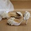 Women's Pumps Cone Heel White Leatherette Wedding Shoes #PDS03030906