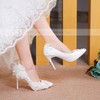 Women's Pumps Stiletto Heel White Leatherette Wedding Shoes #PDS03030911