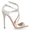 Women's White Patent Leather Pumps with Buckle #PDS03030342