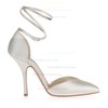 Women's White Satin Pumps with Buckle #PDS03030349