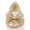 Women's Light Golden Real Leather Closed Toe with Bowknot/Sequin #PDS03030384