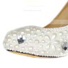 Women's Ivory Patent Leather Pumps with Rhinestone/Crystal Heel/Pearl #PDS03030423