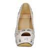 Women's Ivory Patent Leather Pumps with Crystal Heel/Pearl #PDS03030424