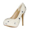 Women's Ivory Patent Leather Pumps with Rhinestone/Pearl #PDS03030425