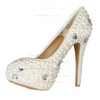 Women's Ivory Patent Leather Pumps with Rhinestone/Pearl #PDS03030425