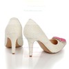 Women's White Patent Leather Pumps with Crystal/Pearl #PDS03030440