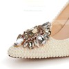 Women's Ivory Patent Leather Pumps with Rhinestone/Pearl #PDS03030441