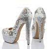 Women's White Patent Leather Platform with Crystal/Crystal Heel/Tassel #PDS03030474