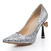 Women's Silver Sparkling Glitter Pumps with Bowknot/Sparkling Glitter #PDS03030477
