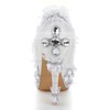 Women's White Satin Pumps with Rhinestone/Stitching Lace #PDS03030480