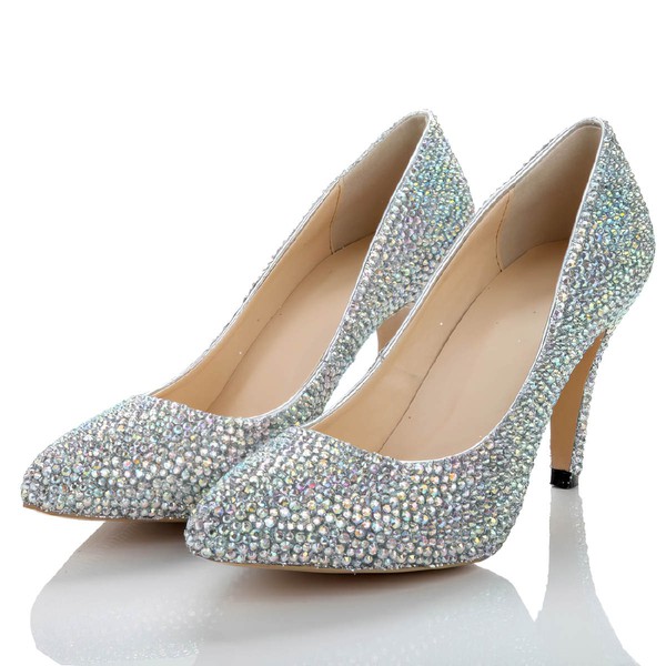 Women's  Real Leather Pumps with Crystal/Crystal Heel #PDS03030486