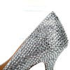 Women's Silver Real Leather Pumps with Crystal/Crystal Heel #PDS03030487