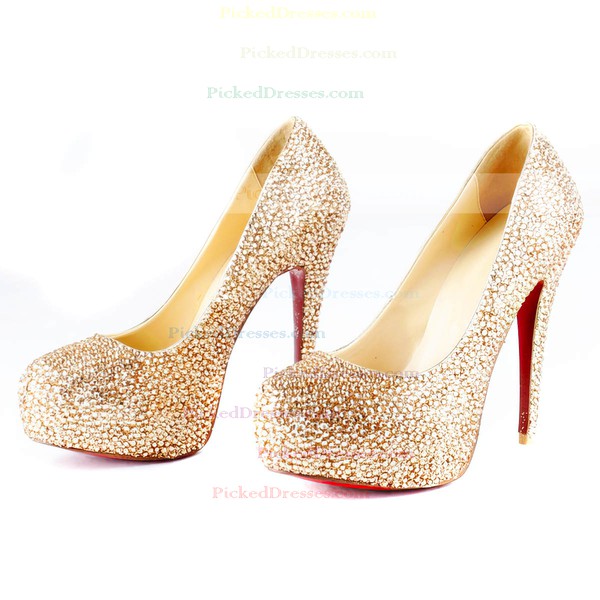 Women's  Sparkling Glitter Pumps with Crystal/Crystal Heel #PDS03030516