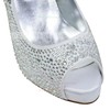 Women's Silver Satin Pumps with Crystal/Crystal Heel #PDS03030585