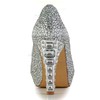 Women's Silver Real Leather Pumps with Crystal/Crystal Heel #PDS03030601