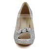 Women's Silver Real Leather Pumps with Crystal/Crystal Heel #PDS03030601