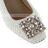 Women's White Patent Leather Pumps with Crystal/Pearl #PDS03030617