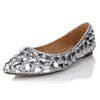 Women's Silver Real Leather Flats with Crystal #PDS03030624