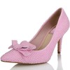 Women's Pink Patent Leather Pumps with Bowknot/Pearl #PDS03030638