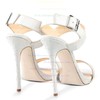 Women's White Real Leather Stiletto Heel Pumps #PDS03030721