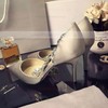 Women's Ivory Satin Stiletto Heel Pumps #PDS03030752