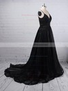 Ball Gown V-neck Sweep Train Glitter Pockets Prom Dresses #PDS020106505