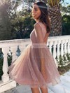 Princess Scoop Neck Glitter Knee-length Sashes / Ribbons Short Prom Dresses #PDS020106506