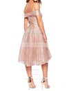 A-line Off-the-shoulder Tea-length Glitter Prom Dresses #PDS020106510