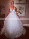 Princess V-neck Floor-length Glitter Prom Dresses #PDS020106524