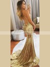 Trumpet/Mermaid Halter Sweep Train Sequined Beading Prom Dresses #PDS020106535