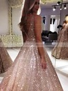 Ball Gown V-neck Sweep Train Glitter Prom Dresses #PDS020106536