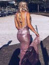 Trumpet/Mermaid V-neck Floor-length Sequined Appliques Lace Prom Dresses #PDS020106539