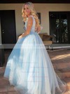 Princess V-neck Floor-length Glitter Beading Prom Dresses #PDS020106542