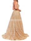 A-line Halter Floor-length Shimmer Crepe Prom Dresses #PDS020106550