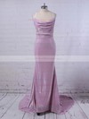 Trumpet/Mermaid Cowl Neck Shimmer Crepe Sweep Train Prom Dresses #PDS020106557