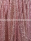 A-line V-neck Glitter Sweep Train Ruffles Prom Dresses #PDS020106556