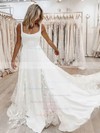 A-line Square Neckline Sweep Train Tulle Stretch Crepe Lace Wedding Dresses #PDS00023548