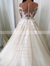 Ball Gown Scoop Neck Sweep Train Tulle Appliques Lace Wedding Dresses #PDS00023549