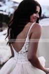 Ball Gown V-neck Floor-length Tulle Appliques Lace Wedding Dresses #PDS00023551