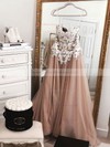 A-line Sweetheart Sweep Train Tulle Lace Wedding Dresses #PDS00023562